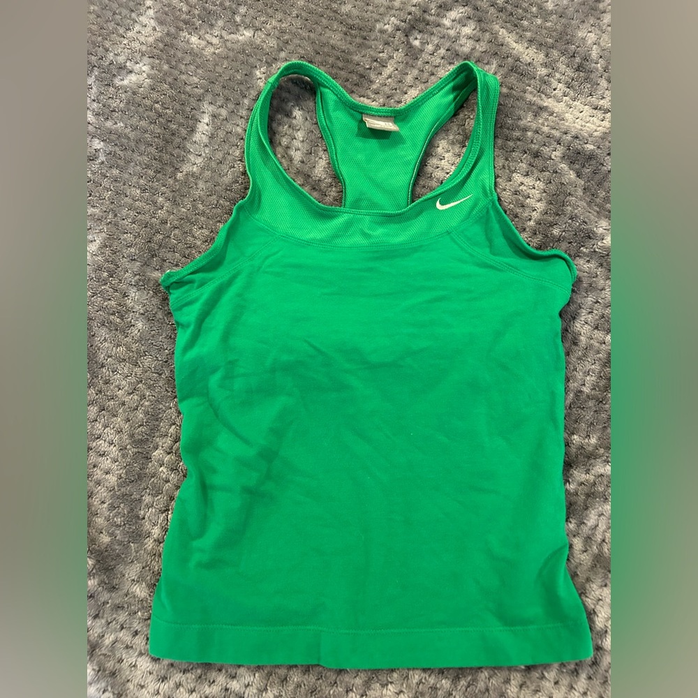 Perfect Condition Nike Women's Green Tank Top with built in bra SzM